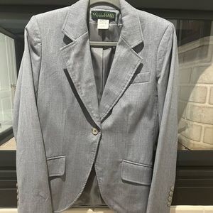 Harve Benard Womens One Button Blazer Jacket gray color 100% Wool Lined Career 6